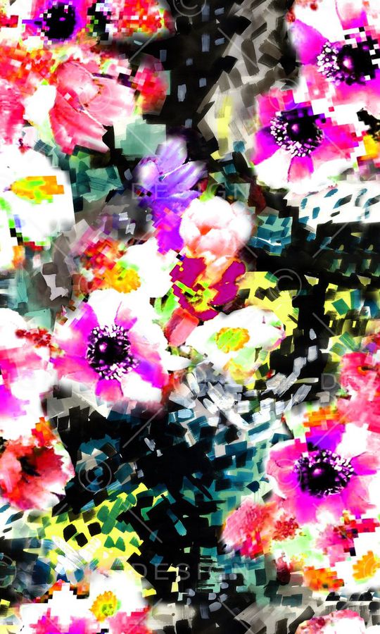 数码 方块 花朵 花卉 玫红 半点 菱形印花华亿平台图片