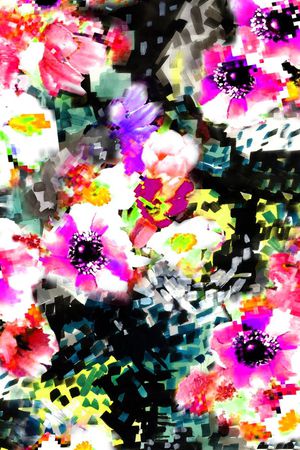 数码 方块 花朵 花卉 玫红 半点 菱形印花华亿平台图片