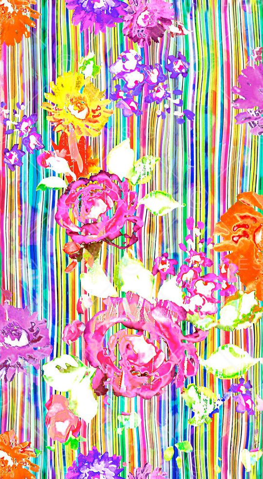 数码 条纹 花朵 手绘 彩色 多彩 印花华亿平台图片