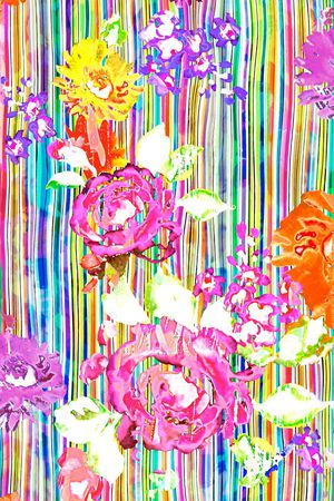 数码 条纹 花朵 手绘 彩色 多彩 印花华亿平台图片