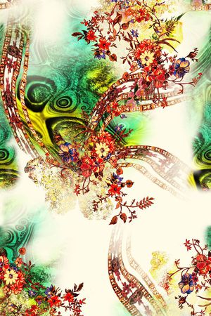 漩涡 散花 花卉 花朵 服装印花华亿平台图片