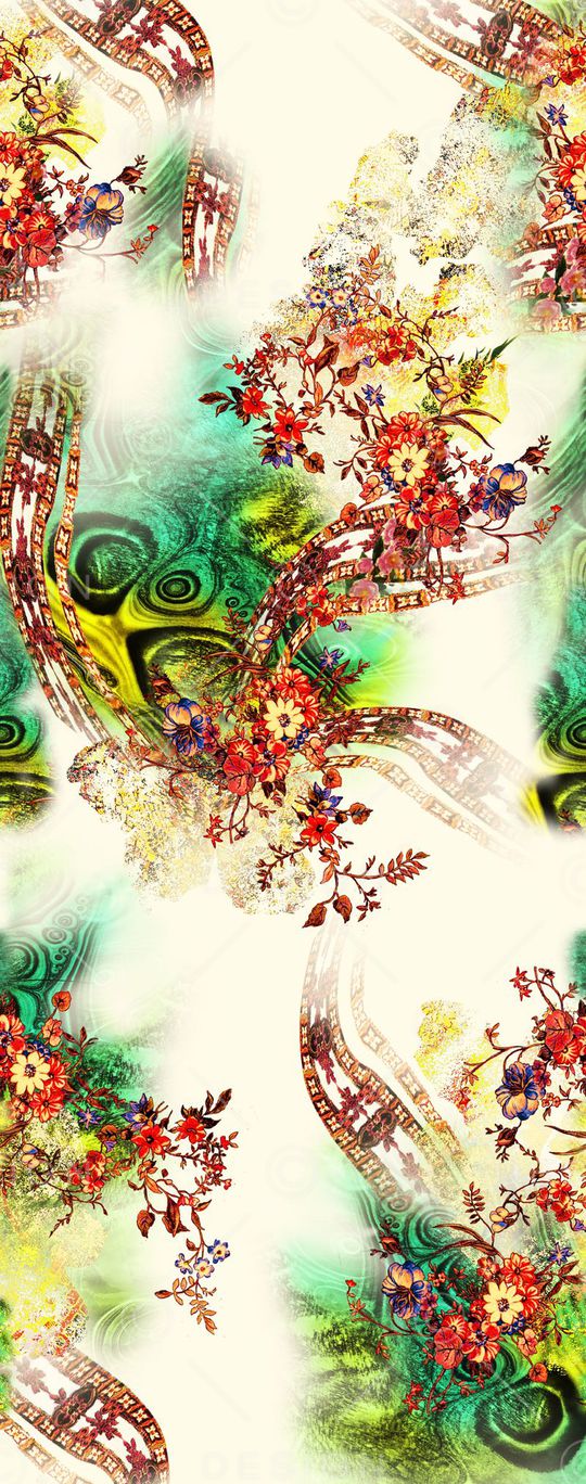 漩涡 散花 花卉 花朵 服装印花华亿平台图片