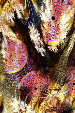 数码 绚烂 底纹 几何 圆圈 民族风印花华亿平台图片