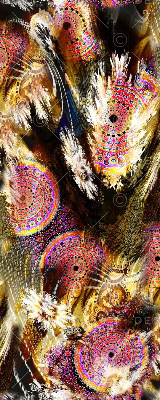 数码 绚烂 底纹 几何 圆圈 民族风印花华亿平台图片