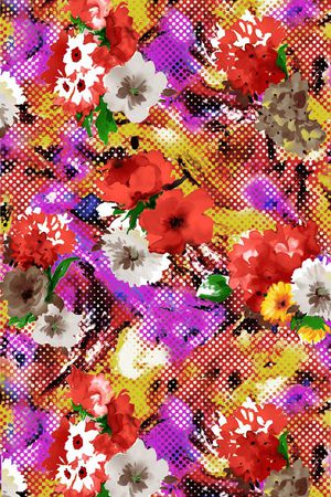 圆点 大花 花卉 花朵 红色 玫红 艳丽 亮丽 印花华亿平台图片