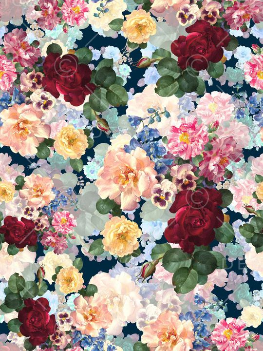 花卉 花朵 手绘 粉色 酱红 印花华亿平台图片