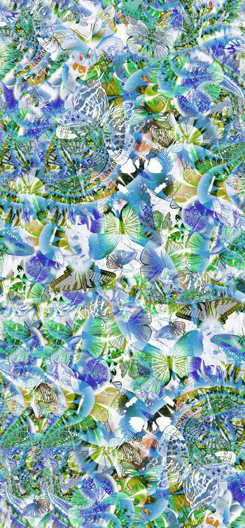 240755-蝴蝶抽象幻化水彩华亿平台印花