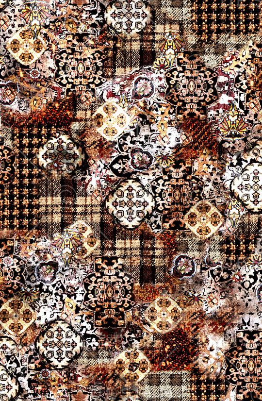 格子 纽扣 数码 民族 棕色印花华亿平台图片