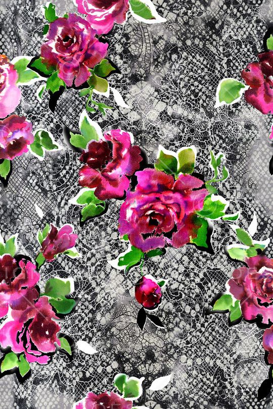 玫瑰花 花朵 花卉 蛇纹 拼贴 绿叶印花华亿平台图片