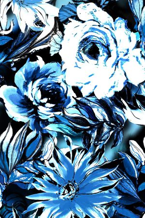 手绘花卉印花华亿平台图片