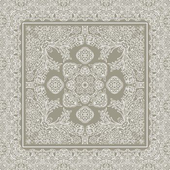 241301-中国古典传统花纹白描描线方巾