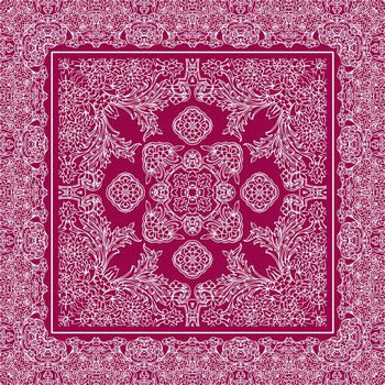 241302-中国古典传统花纹白描描线方巾