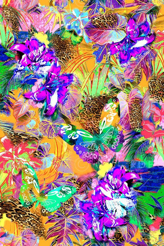 数码 蝴蝶 乱花 豹纹 拼贴印花华亿平台图片