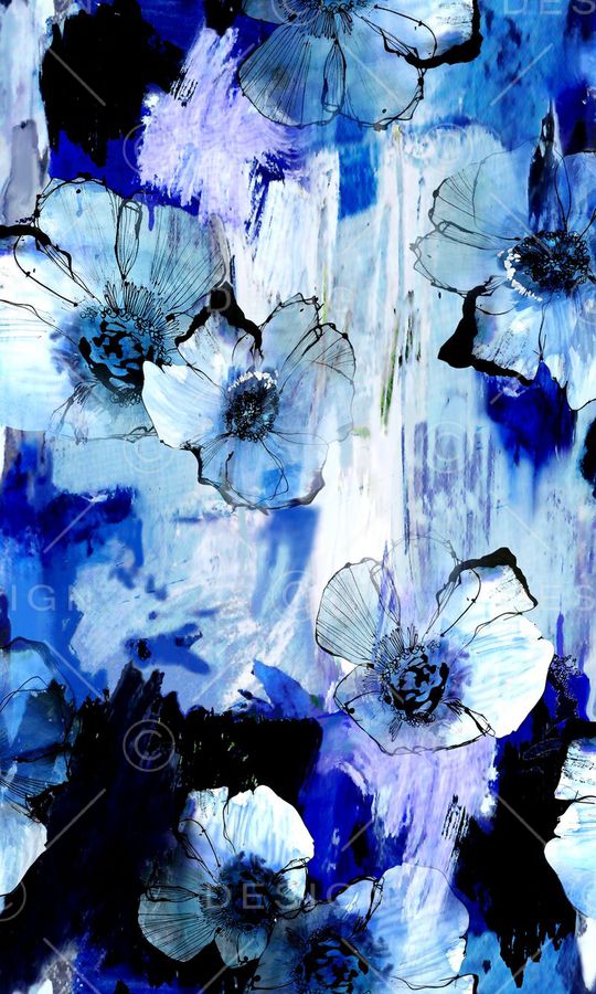 手绘大花印花华亿平台图片