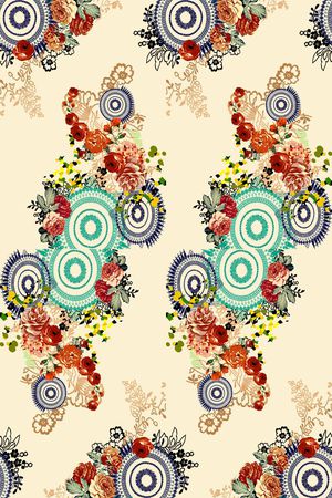 数码 双边 定位花 圆圈花 几何印花华亿平台图片