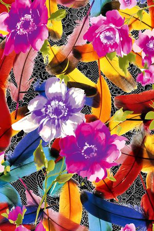 数码 羽毛 花卉 花朵 鲜艳 七彩印花华亿平台图片