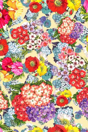 水彩 花卉 花朵 小花 鲜艳 暖色 红色 服装印花华亿平台图片