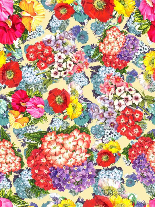 水彩 花卉 花朵 小花 鲜艳 暖色 红色 服装印花华亿平台图片