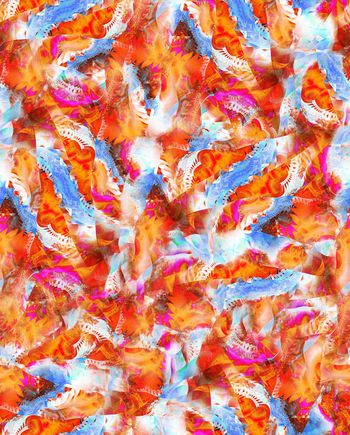 242392-抽象光线炫光彩色线条华亿平台鱼形绳印花