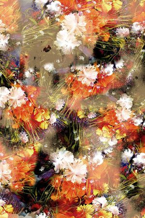 油画 效果 花卉 花朵 组合 复古 印花华亿平台图片