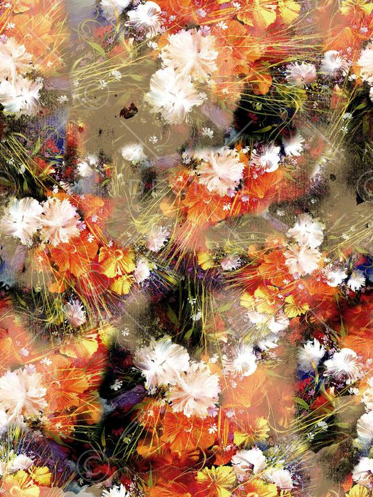 油画 效果 花卉 花朵 组合 复古 印花华亿平台图片