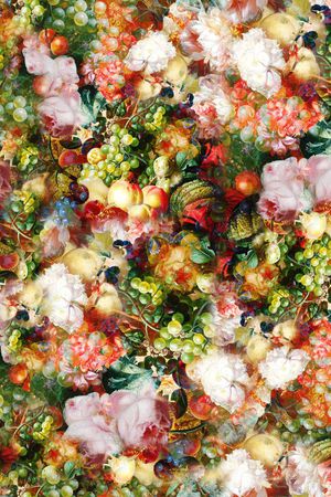 油画风 写实 葡萄 花卉 彩色  花朵 数码 服装印花华亿平台图片