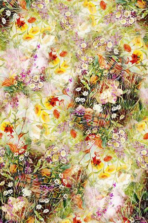 花丛 化蝶 野草 唯美 花卉 鲜花 花朵印花华亿平台图片