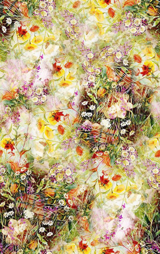 花丛 化蝶 野草 唯美 花卉 鲜花 花朵印花华亿平台图片