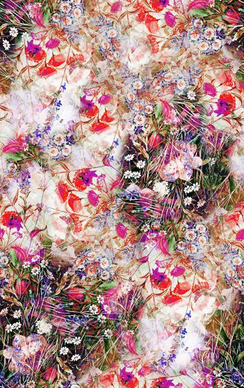 242481-花丛蝴蝶野草唯美华亿平台印花