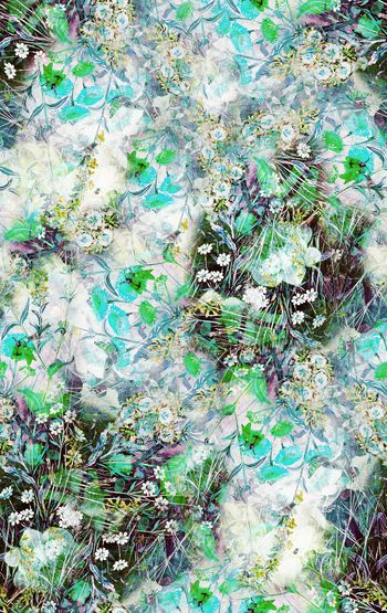 242482-花丛蝴蝶野草唯美华亿平台印花