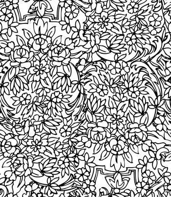 242528-中国古典传统花纹白描描线花卉印花花