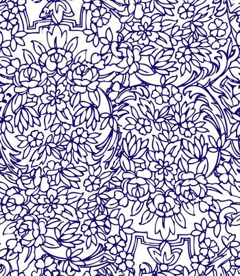 242530-中国古典传统花纹白描描线花卉印花花