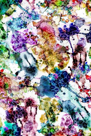 多彩 豹纹 拼贴  晕染 水彩 印花华亿平台图片