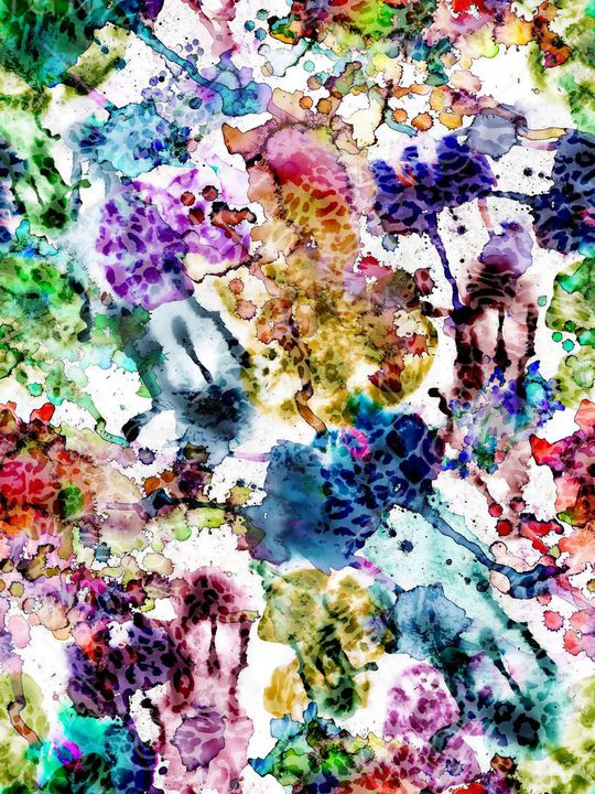 多彩 豹纹 拼贴  晕染 水彩 印花华亿平台图片