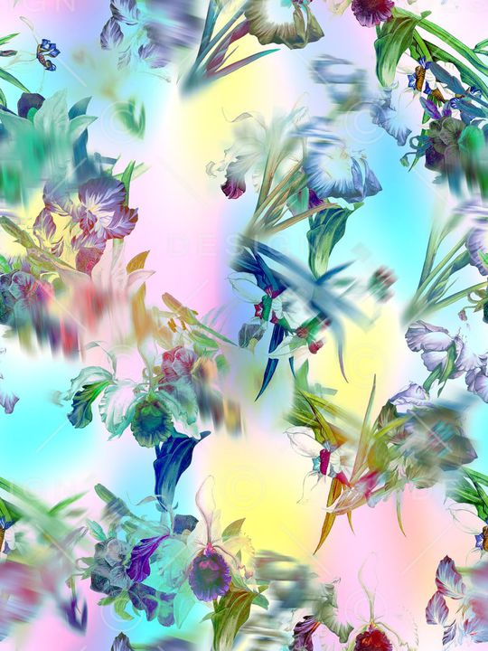 多彩 花卉 花朵 树叶 植物 印花华亿平台图片