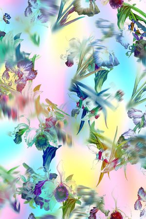 多彩 花卉 花朵 树叶 植物 印花华亿平台图片