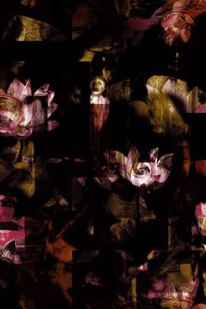 数码 服装 暗色 花朵  黑底印花华亿平台图片