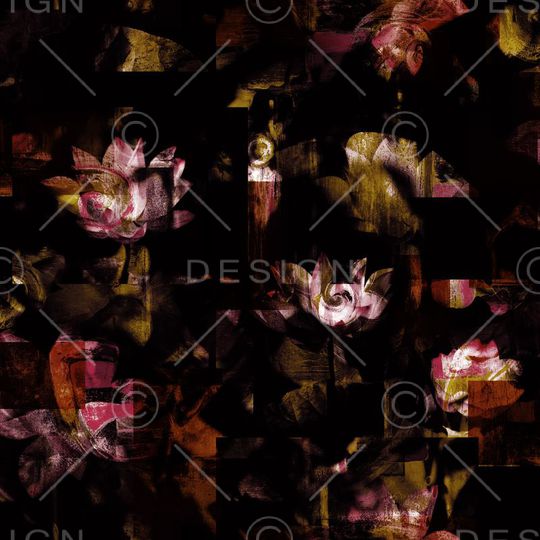 数码 服装 暗色 花朵  黑底印花华亿平台图片