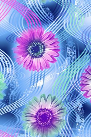 数码 服装 花朵 菊花 线条 曲线 印花华亿平台图片