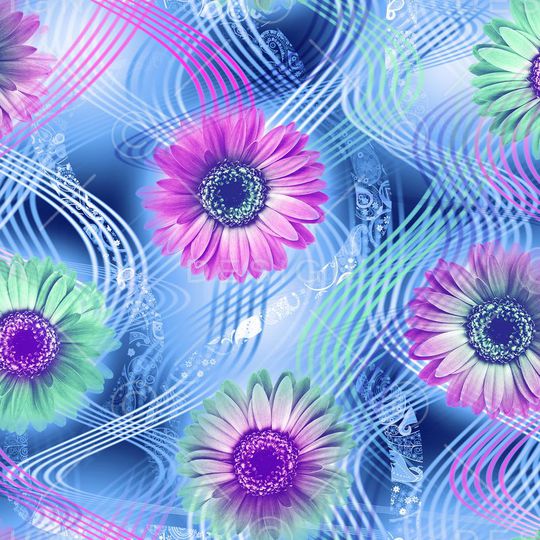 数码 服装 花朵 菊花 线条 曲线 印花华亿平台图片