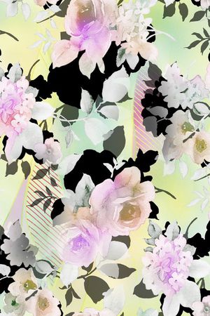 数码 服装 黑底 朦胧 花卉 花朵 印花华亿平台图片