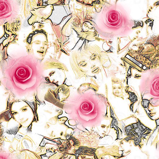 数码 服装 人物 头像 时尚 粉色 玫瑰 西方 欧洲 鸟 印花华亿平台图片