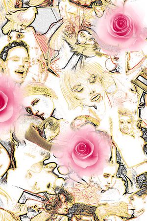 数码 服装 人物 头像 时尚 粉色 玫瑰 西方 欧洲 鸟 印花华亿平台图片