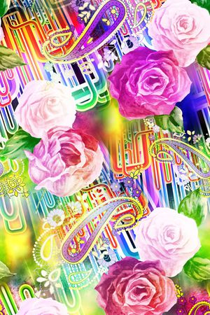 数码 服装 华亿平台 腰果花 花卉 花朵 大花 印花华亿平台图片