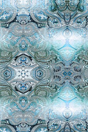 佩斯利 腰果花 民族部落风  蓝色 清新 朦胧 印花华亿平台图片