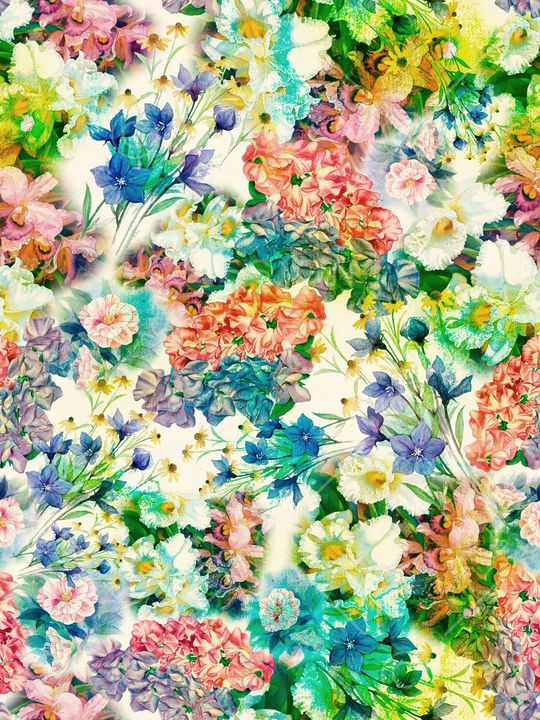 水彩 花卉 花朵 粉色 清新 组合 印花华亿平台图片