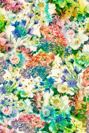 水彩 花卉 花朵 粉色 清新 组合 印花华亿平台图片