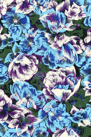 绽放 花卉 彩色 水墨画 中国风 手绘 长巾 服装印花华亿平台图片