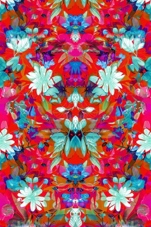 民族风 高调 鲜艳 花卉 印花 长巾 红色 印花华亿平台图片