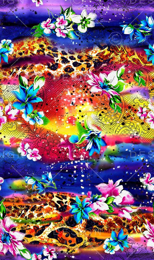 数码 百合 花朵 动物纹 豹纹 花卉 鲜花印花华亿平台图片